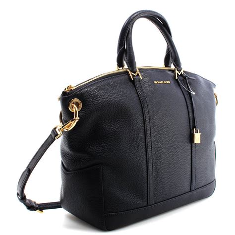 michael kors satchel black bag|Michael Kors large satchel handbag.